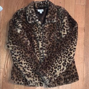 Cheetah leopard print fuzzy jacket